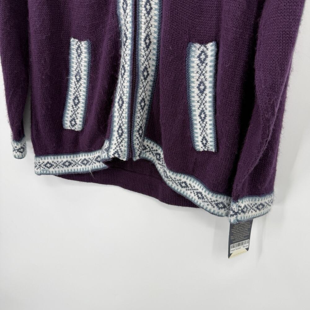 DebrAnn Weiss Alpaca Hooded Zip Cardigan Women L Fletch Purple Fashion Forum NWT - Picture 4 of 11